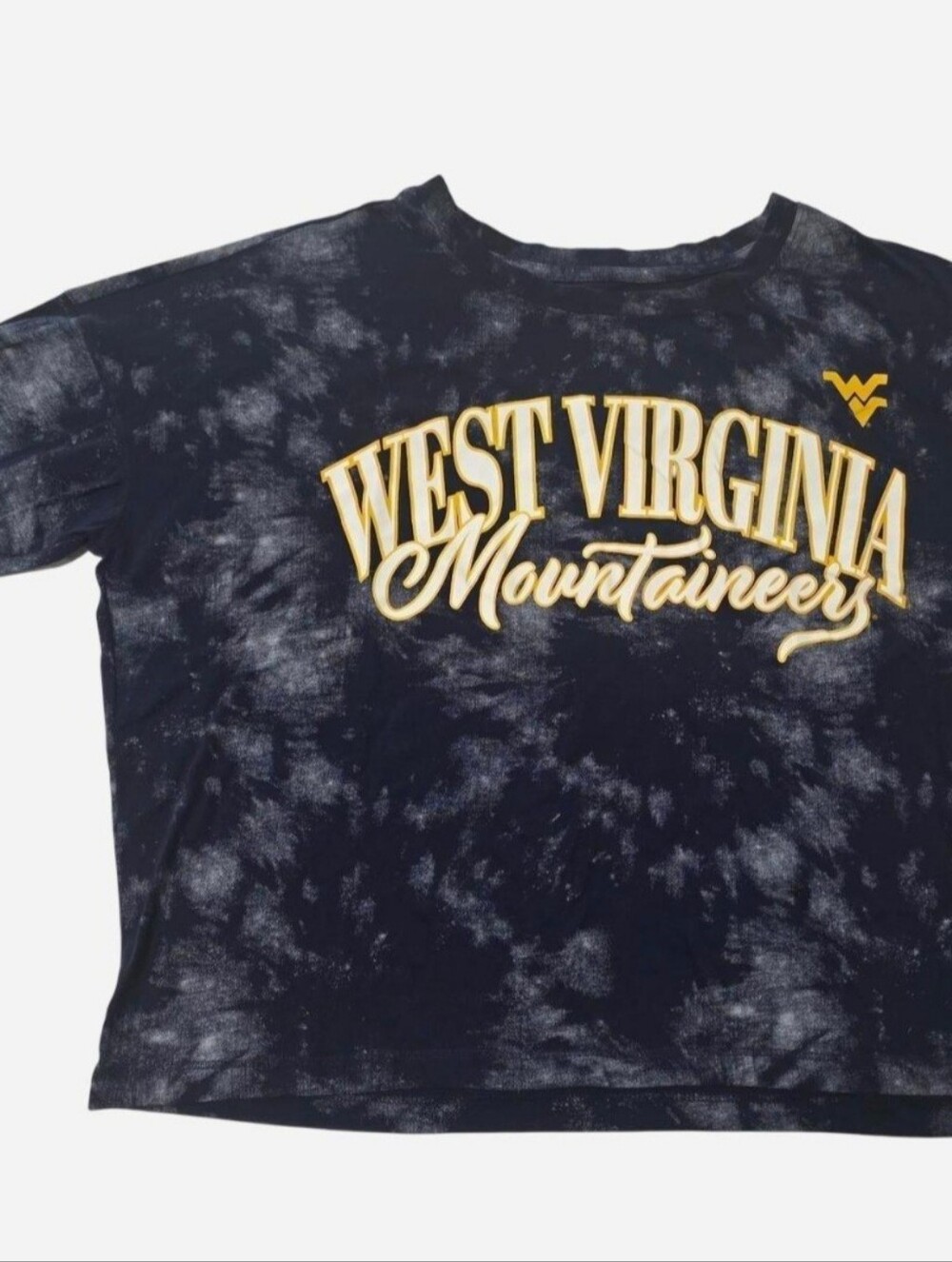 West Virginia Mountaineers Navy Tie-Dye Cropped Tee XL